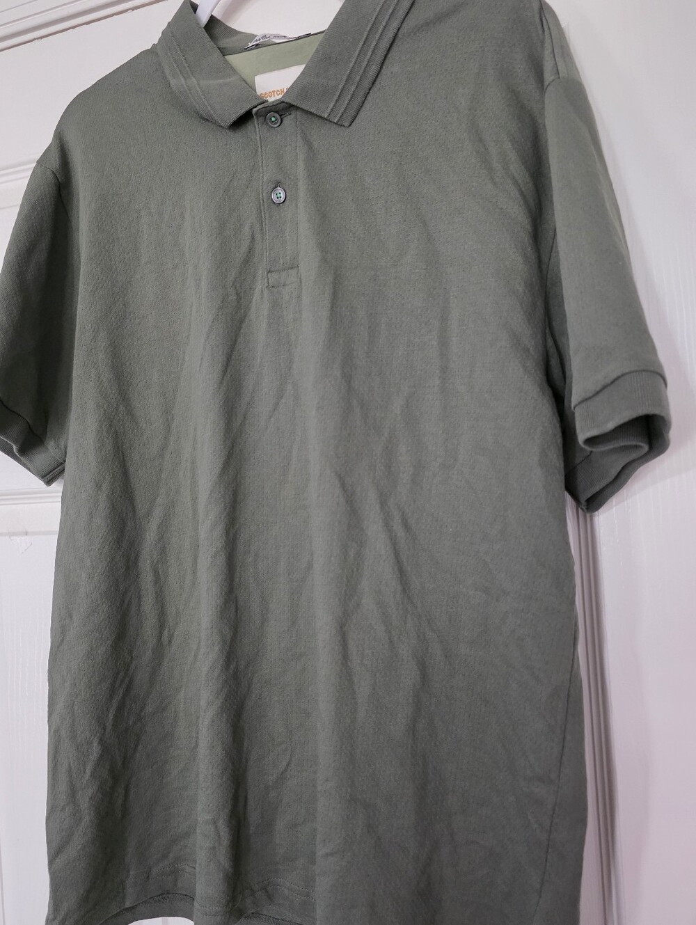 Scotch and Soda Men's Short Sleeve Polo Shirt Green Cotton Blend XL